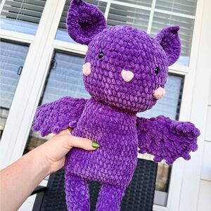 Purple Crochet Boris the Bat Plush - Handmade